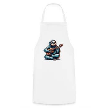 Serene Guitarist Sloth Band Design - Cooking Apron - white - Front - AI Model Male 185 dark (185cm)