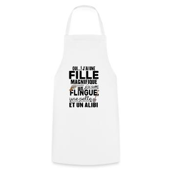 Père Oui J'ai Une Fille Magnifique Cadeau - Tablier de cuisine - blanc - Devant - AI Model Male 185 dark (185cm)
