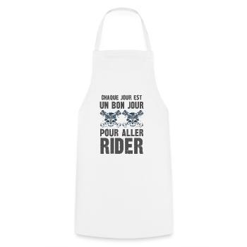 bon jour pour aller rider - Tablier de cuisine - blanc - Devant - AI Model Male 185 dark (185cm)
