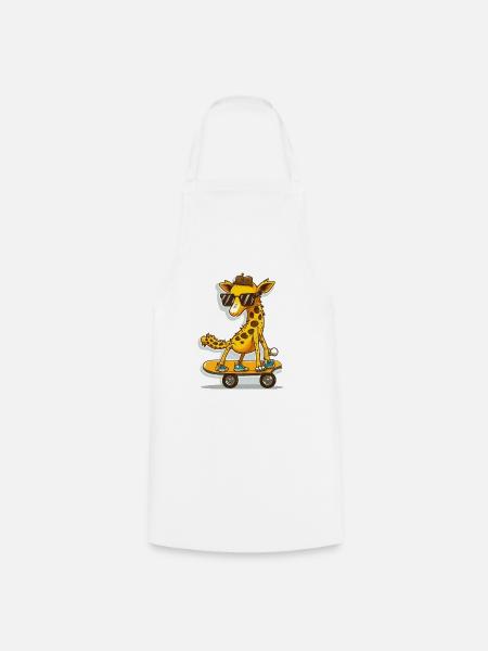 Skateboarding Giraffe - Kochschürze - Weiß