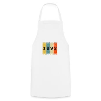 Born In March 1992 Funny Birthday Retro Quote - Cooking Apron - white - Front - AI Model Male 185 dark (185cm)
