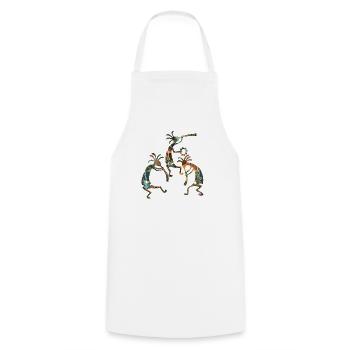 Native Americans - Kokopelli Musicans Trio 3 - Cooking Apron - white - Front - AI Model Male 185 dark (185cm)