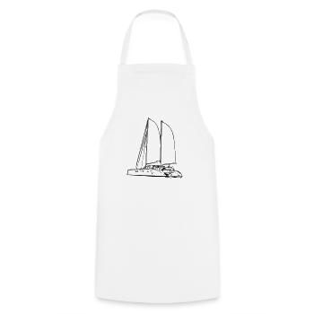 Sail yacht - Cooking Apron - white - Front - AI Model Male 185 dark (185cm)