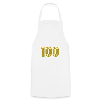 100. 100 JAHRE. 100-JÄHRIGES JUBILÄUM. 100. GEBURTSTAG - Kochschürze - Weiß - Vorne - AI Model Male 185 dark (185cm)