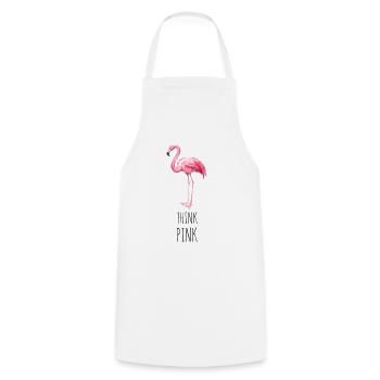 FLAMINGO. THINK PINK - Kochschürze - Weiß - Vorne - AI Model Male 185 dark (185cm)