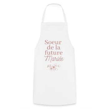Soeur future Mariée. EVJF Team future mariée - Tablier de cuisine - blanc - Devant - AI Model Male 185 dark (185cm)