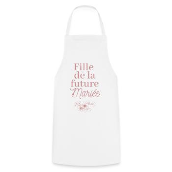 Fille future Mariée. EVJF Team future mariée - Tablier de cuisine - blanc - Devant - AI Model Male 185 dark (185cm)