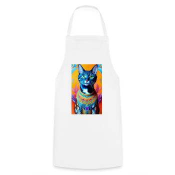 Gorgeus domestic short haired cat - Cooking Apron - white - Front - AI Model Male 185 dark (185cm)