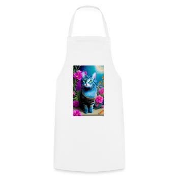 Adorable domestic short haired cat - Cooking Apron - white - Front - AI Model Male 185 dark (185cm)