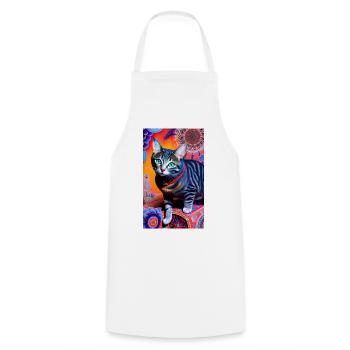 Wondrous domestic short haired cat - Cooking Apron - white - Front - AI Model Male 185 dark (185cm)