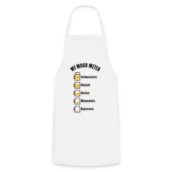 My Mood Meter (Bier / Biertrinker / V1 / POS) - Kochschürze - Weiß - Vorne - AI Model Male 185 dark (185cm)