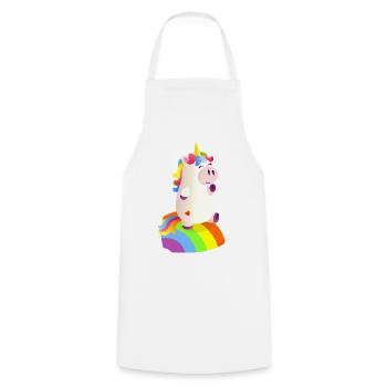 Magisches Einhorn auf dem Regenbogen - 🦄 - Kochschürze - Weiß - Vorne - AI Model Male 185 dark (185cm)