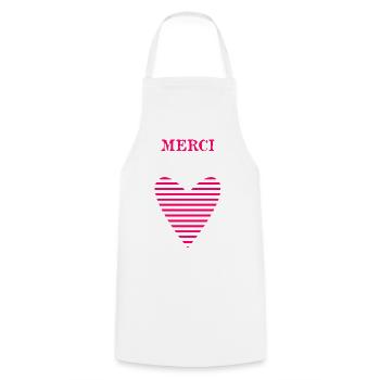 MISTRESS. HEART. MASTER. THANK YOU. THANK YOU MISTRESS. - Cooking Apron - white - Front - AI Model Male 185 dark (185cm)