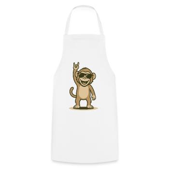 Babouin rocker cool avec lunettes de soleil - Tablier de cuisine - blanc - Devant - AI Model Male 185 dark (185cm)