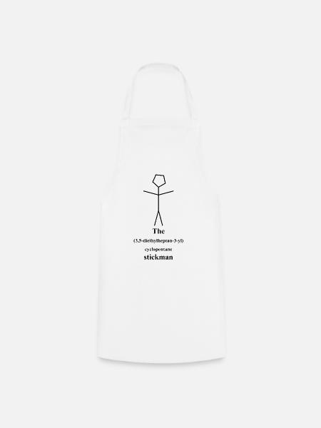 Stick Figure - IUPAC Chemistry Joke - Nerd Alert - Cooking Apron - white