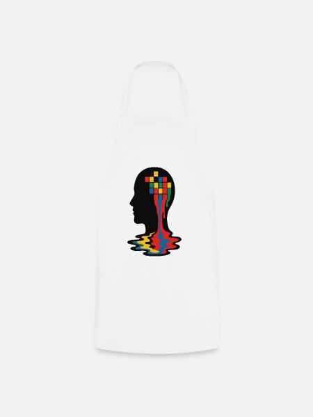 Vivid Mind Mosaik Silhouette - Kochschürze - Weiß