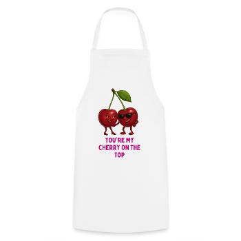 Cherry love on top - Cooking Apron - white - Front - AI Model Male 185 dark (185cm)