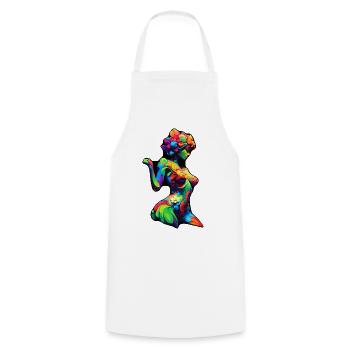 Bunte Flora-Silhouette - Kochschürze - Weiß - Vorne - AI Model Male 185 dark (185cm)