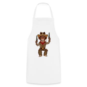 Funny Cowboy Monkey Gunslinger Cartoon Design - Cooking Apron - white - Front - AI Model Male 185 dark (185cm)