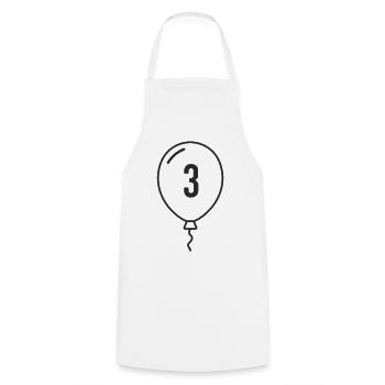 Balloon Number 3 – Birthday & Party Design - Cooking Apron - white - Front - AI Model Male 185 dark (185cm)