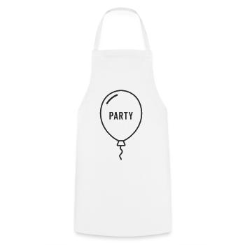 Ballon « Party » – Design joyeux - Tablier de cuisine - blanc - Devant - AI Model Male 185 dark (185cm)