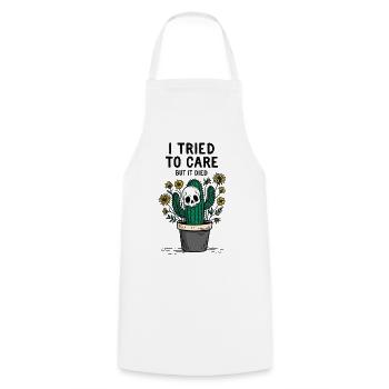 Cactus with Skull Care Fail Saying - Cooking Apron - white - Front - AI Model Male 185 dark (185cm)