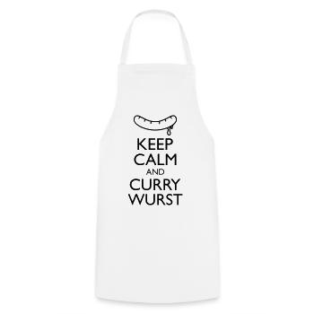 Keep calm and Curry Wurst - Kochschürze - Weiß - Vorne - AI Model Male 185 dark (185cm)