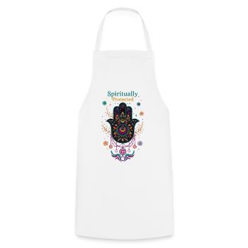 Spirituality Spiritually Protected Sacred Geometry - Cooking Apron - white - Front - AI Model Male 185 dark (185cm)