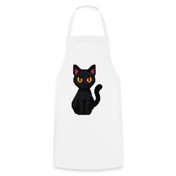 Nachtkater Pixelblick - Kochschürze - Weiß - Vorne - AI Model Male 185 dark (185cm)