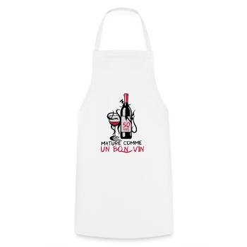 50 ans mature bouteille vin anniversaire - Tablier de cuisine - blanc - Devant - AI Model Male 185 dark (185cm)
