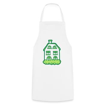Cottage Painted House - Cooking Apron - white - Front - AI Model Male 185 dark (185cm)