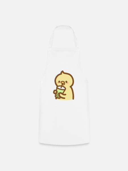 Kawaii yellow baby duck drinking bubble tea - Kochschürze - Weiß
