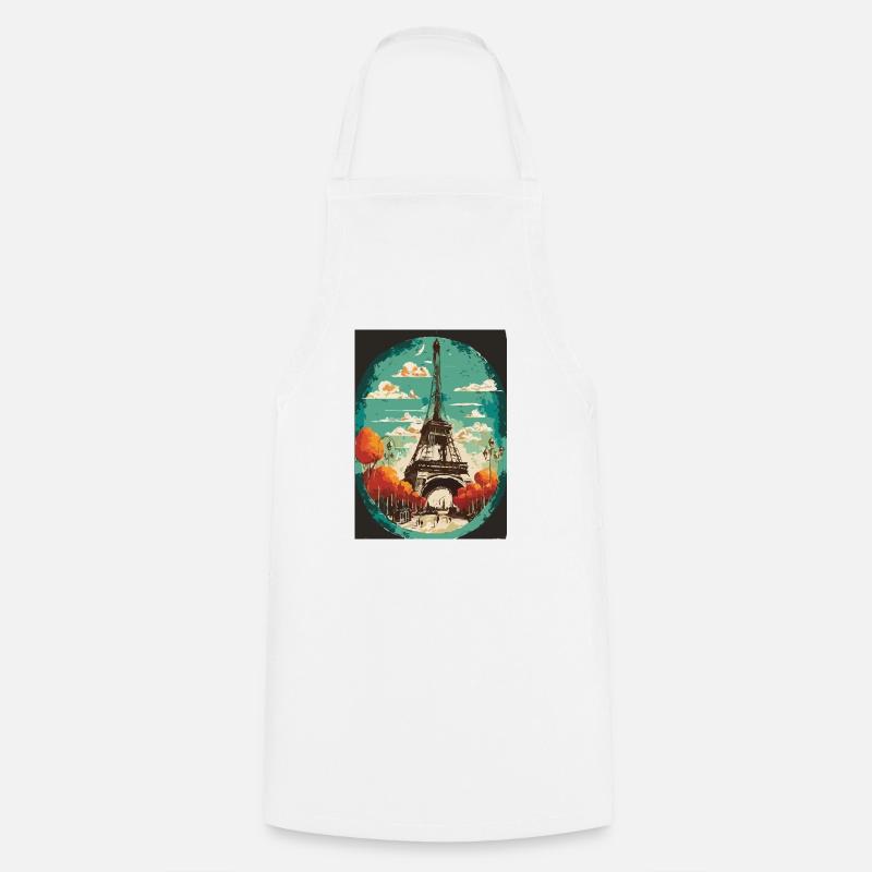 Tour Eiffel au centre - Tablier de cuisine - blanc