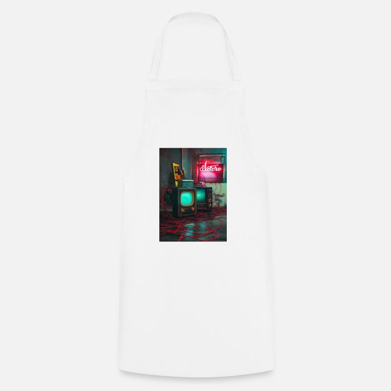 Rétro électro - Tablier de cuisine - blanc