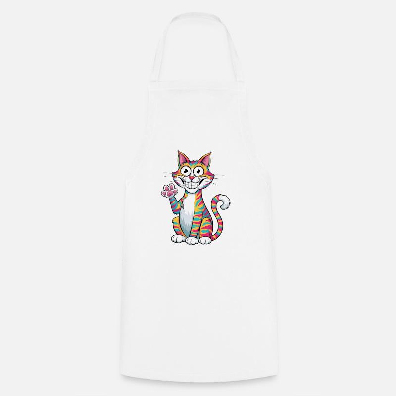 Waving Cat - Cooking Apron - white