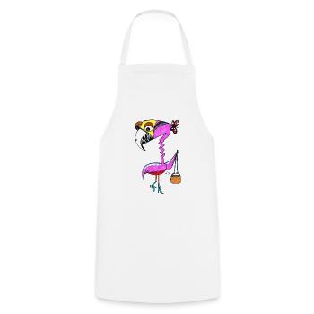 Flamingo - Kochschürze - Weiß - Vorne - AI Model Male 185 dark (185cm)