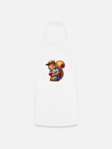 Farbenfrohes Cooles Sport Eichhörnchen Design - Kochschürze - Weiß
