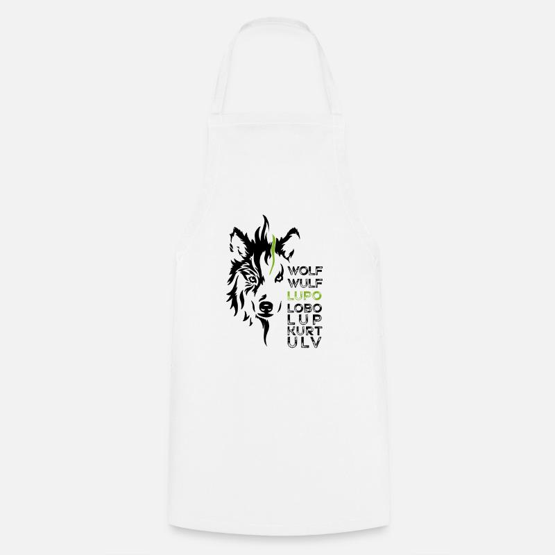GOWILD Wolf - allover Design - schwarz-grün - Kochschürze - Weiß