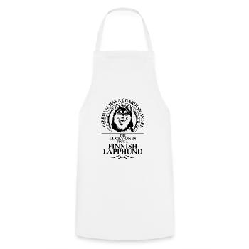 FINNISH LAPPHUND Guardian Angel Saying WILSIGNS - Cooking Apron - white - Front - AI Model Male 185 dark (185cm)