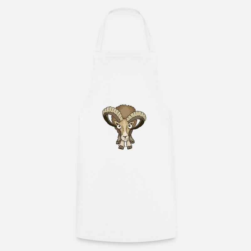 Mouflon ram Stock regard vers le bas Bélier cadeau - Tablier de cuisine - blanc
