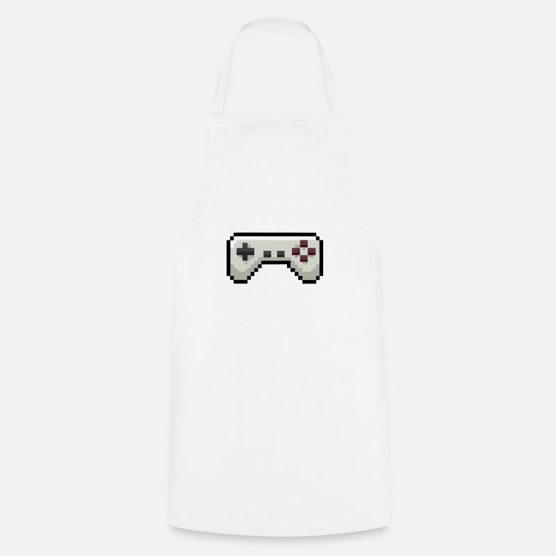Pixelart Gamecontroller Gaming - Kochschürze - Weiß