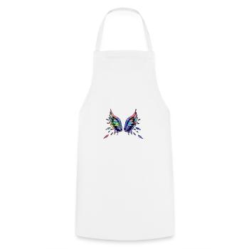 ailes d’ange, ailes, aquarelle, gris, ailes d’ange - Tablier de cuisine - blanc - Devant - AI Model Male 185 dark (185cm)