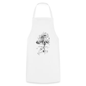 Dessin au trait sirène - Tablier de cuisine - blanc - Devant - AI Model Male 185 dark (185cm)