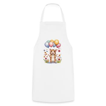 Souris mignonne avec des ballons d’anniversaire - Tablier de cuisine - blanc - Devant - AI Model Male 185 dark (185cm)