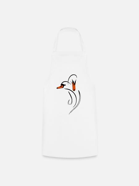 Duo de cygnes amoureux - Tablier de cuisine - blanc