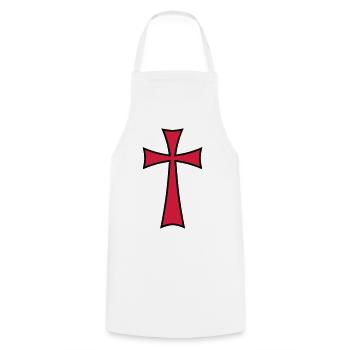 03 Templer Kreuz Mittelalter 2c - Cooking Apron - white - Front - AI Model Male 185 dark (185cm)