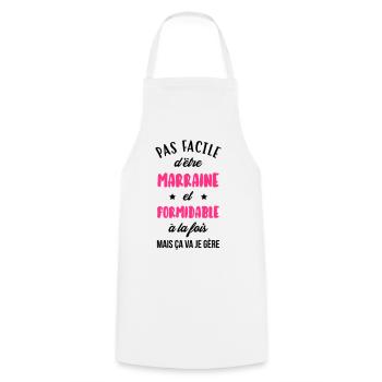 Marraine Parrain Filleul Baptême Bébé Naissance - Cooking Apron - white - Front - AI Model Male 185 dark (185cm)