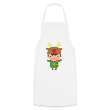 Mignon, noël, garçon, renne - Tablier de cuisine - blanc - Devant - AI Model Male 185 dark (185cm)