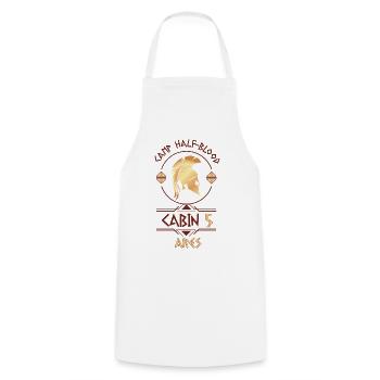 Cabin #5 in Camp Half Blood, Child of Ares - Cooking Apron - white - Front - AI Model Male 185 dark (185cm)