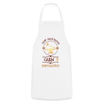 Cabin #9 in Camp Half Blood, Child of Hephaestus - Cooking Apron - white - Front - AI Model Male 185 dark (185cm)